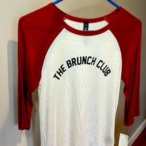 NWT The Brunch Club 3/4 sleeve baseball tee